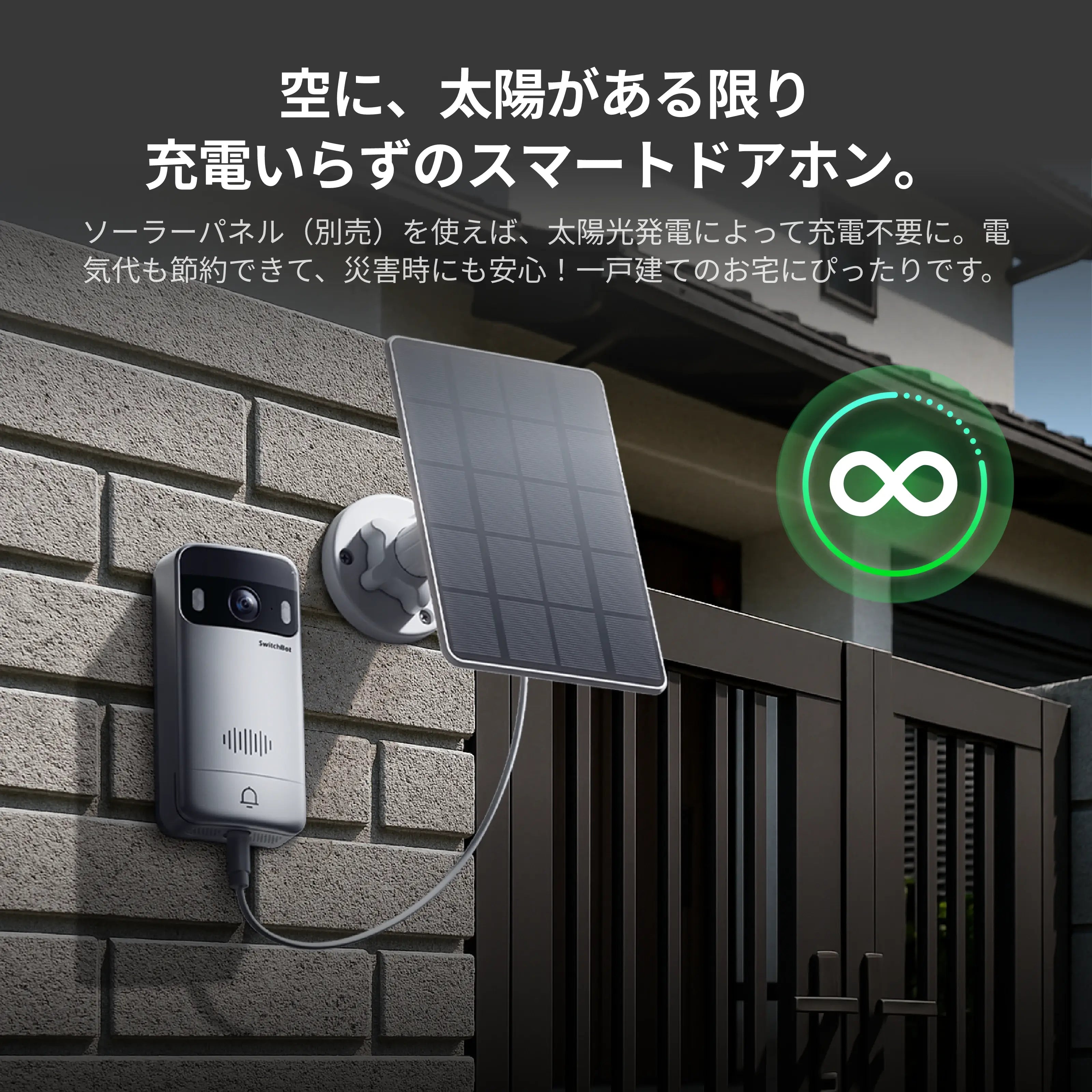 SwitchBot スマートテレビドアホン専用ソーラーパネル